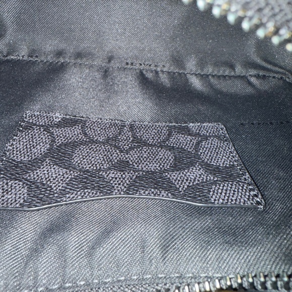 COACH Signature Coated Canvas Hobo Solid Black Crossbody - Picture 8 of 10